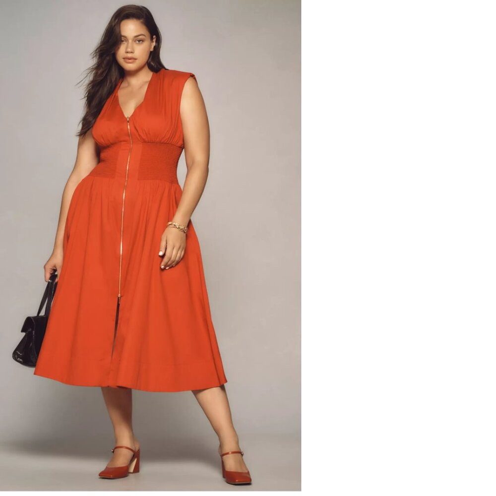 Anthropologie Red Midi Dress
